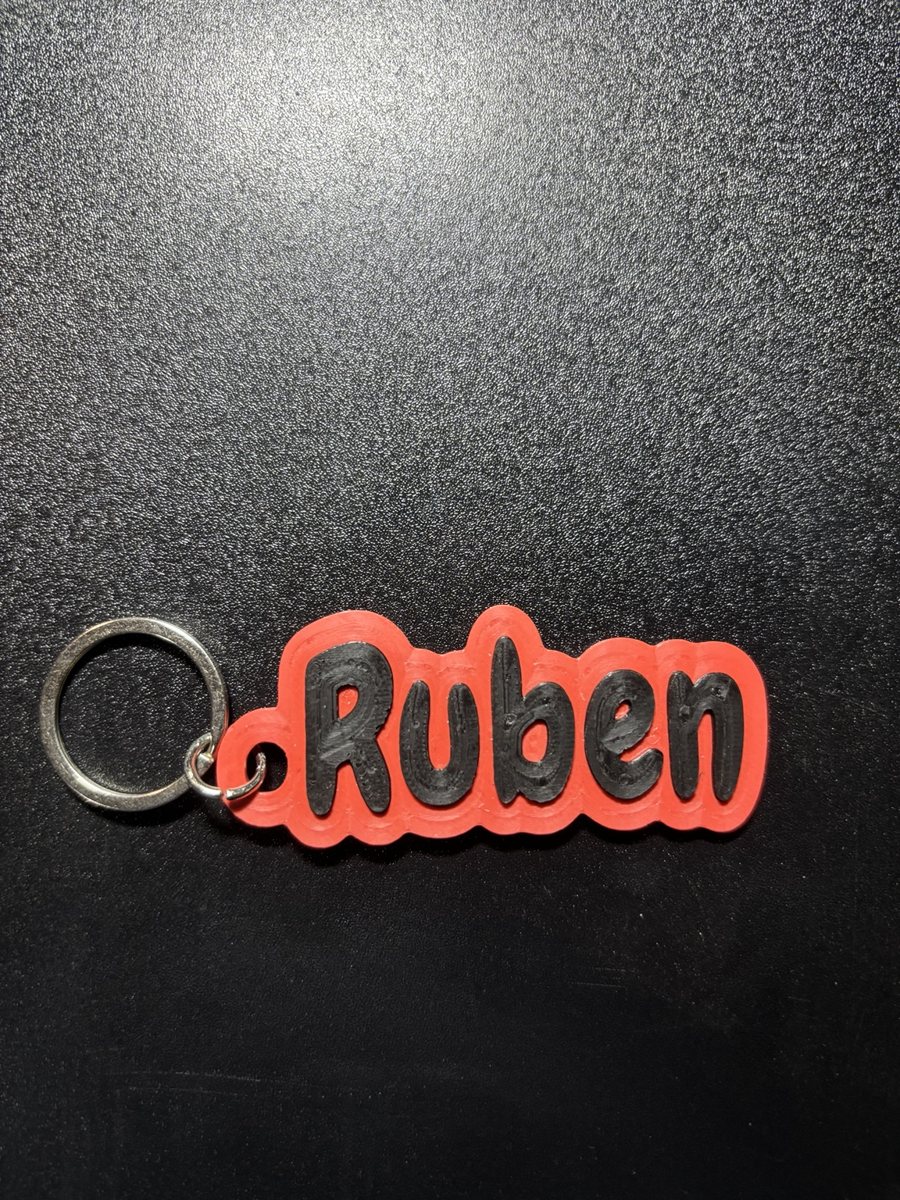 Name tag Ruben, red base, black letters