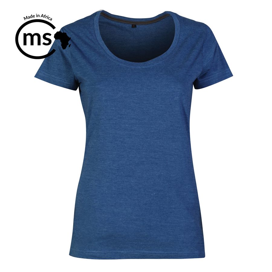 Ladies 150g Fashion Fit T-Shirt - Mid Blue Melange - While Stocks Last