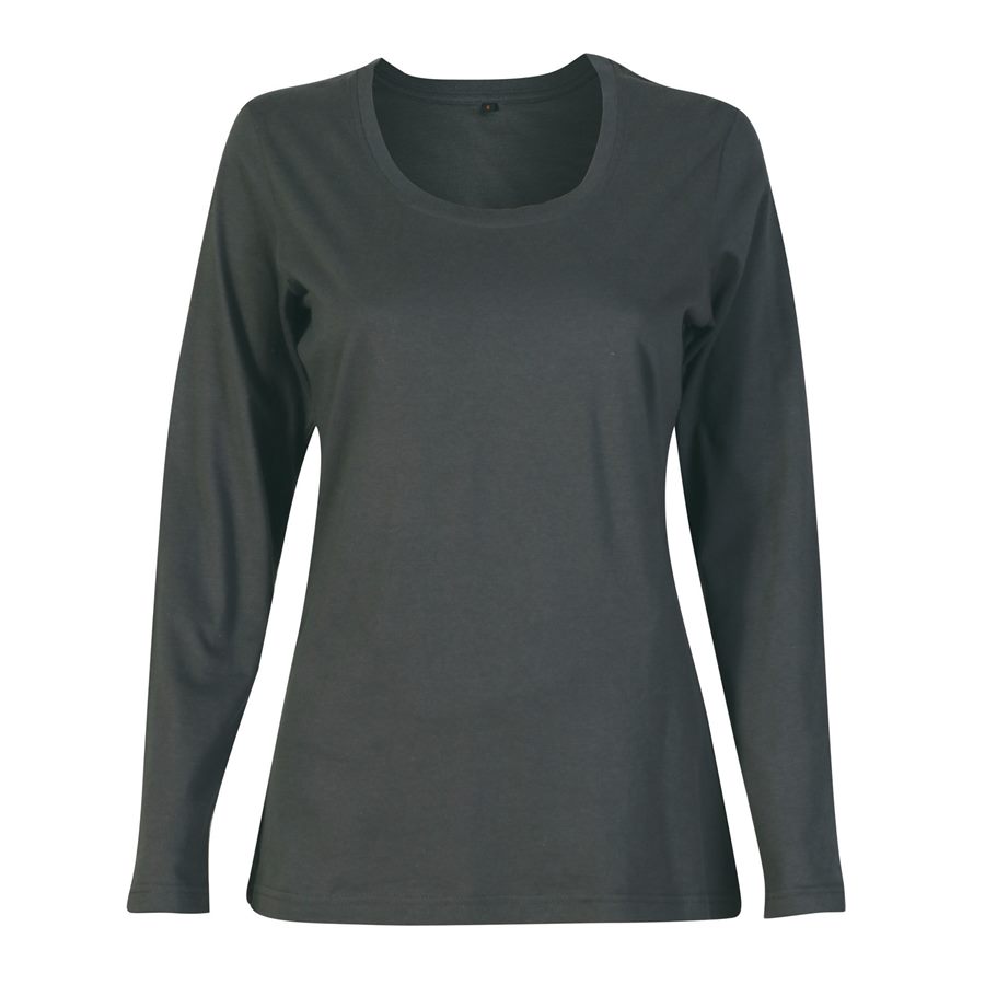Ladies 150g Fashion Fit T-Shirt - long sleeve - Charcoal - End Of Range