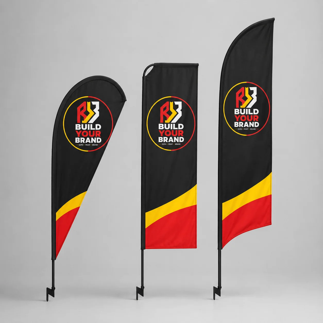 Build Your Brand Small 2m Sharkfin / Telescopic / Curve Flag - Single Sided - Complete