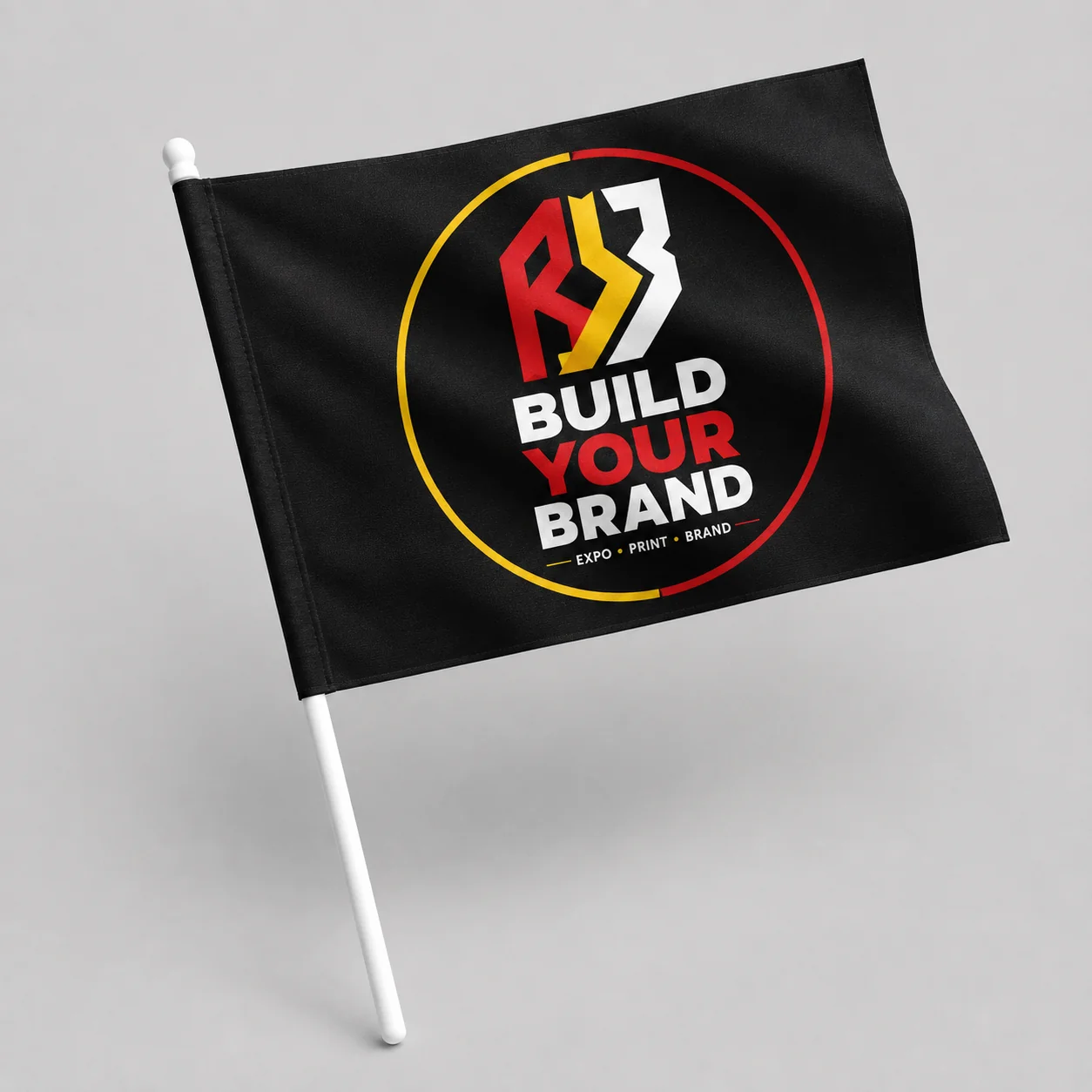 Build Your Brand 150mm x 100mm Hand-Held Flag with Stick (Minimum Order 20) - Single Sided